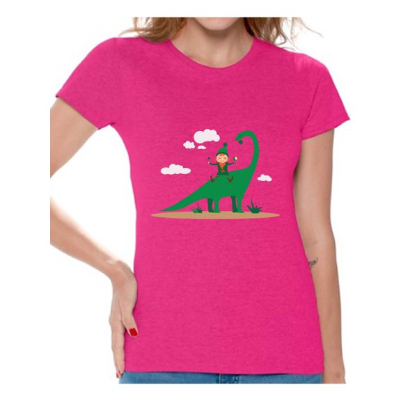 Awkward Styles Leprechaun and Dinosaur Tshirt St. Patrick's Day Shirt for Women Irish Gifts for Her Saint Patrick T Shirt St. Patrick Shirt Irish Women's T Shirt Dinosaur Shirt Lucky Irish Shirt