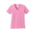 thumbnail image 5 of Port & Company Ladies V-Neck T-Shirt Candy Pink, 5 of 6