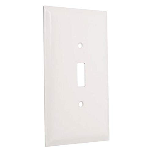 TayMac WJW-T Jumbo Metallic Wallplate with One Toggle, Single Gang, White Smooth