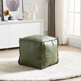 thumbnail image 4 of SCUQI Unstuffed Faux Leather SCUQI Pouf Ottoman Cover Handmade Footstool Storage Cube Poof Pouffe Accent Chair Seat Footrest for Living Room Bedroom Patio Gym (18"X18"X18", Emerald), 4 of 5