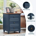 thumbnail image 5 of Nightstand with Charging Station Set of 2, Night Stand with 3 Storage Drawers for Bedroom, Blue, 5 of 8