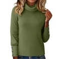 thumbnail image 4 of Women's Turtleneck Sweaters Fall Fitted Long Sleeve Pullover Sweater Ribbed Knit Basic Tops Army Green M, 4 of 5