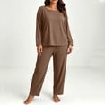 thumbnail image 7 of Nugftut Women Plus Size Pajama Sets Long Sleeve Top and Wide Leg Pants 2 Piece Soft Lounge Pjs Summer Fall Loungewear, 7 of 7