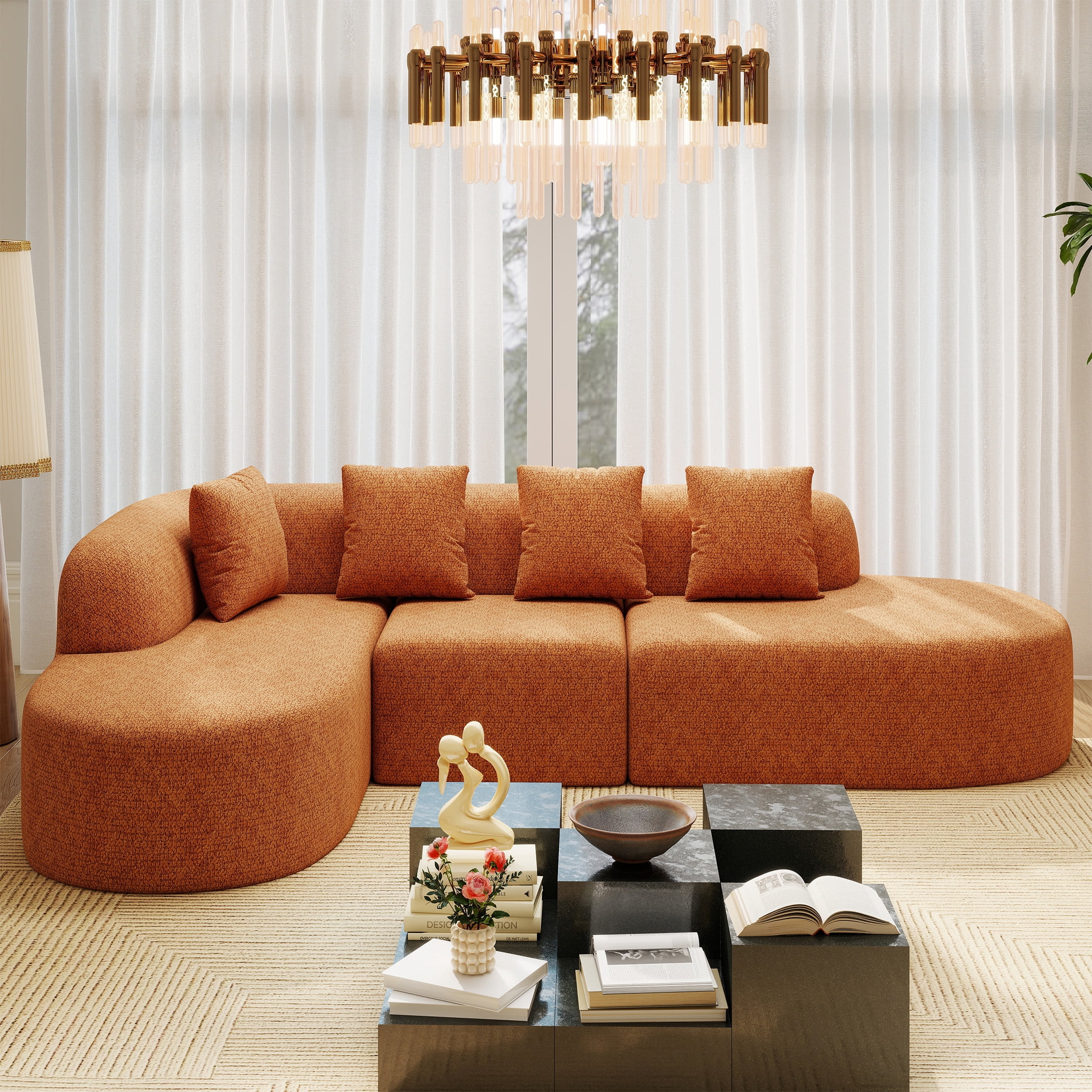 Daluvenix 114 Inch Boneless Couches for Living Room Modern Modular Sectional Sofa with Left Chaise L-Shape Cloud Sectional Couch