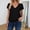 Black, variant on Chuancc Women's V Neck T-Shirts Short Sleeve Summer Casual Tops Loose Fit Flat Hem Plain Basic Tees Black L