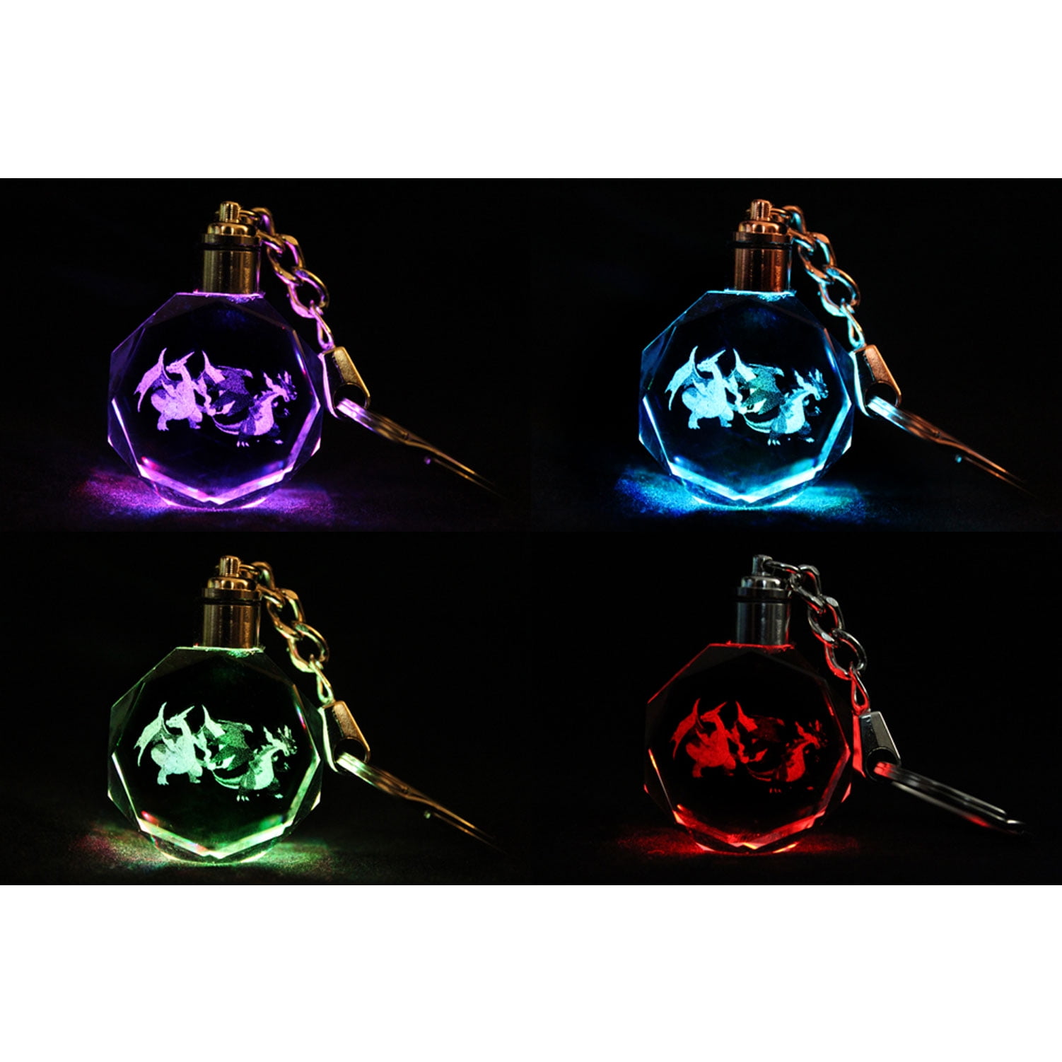 Pokemon Keychain Mega Charizard X & Y LED Crystal with Gift Box