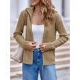 thumbnail image 7 of Long Sleeve Women Vintage Cable Knit Cardigan Zip Up Collared Sweater Coat, 7 of 7