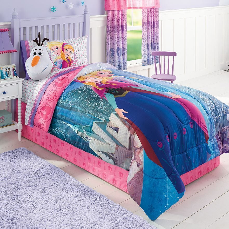Frozen Princess Anna & Elsa Full Comforter & Sheet Set KO (5 Piece Bed In A Bag)