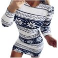 thumbnail image 4 of BLTIBY Christmas Sweatshirt Dress for Women 2024 Xmas Print Autumn Winter Round Neck Casual Soft Long Sleeve Fashion Pullover Dresses Outfit Trendy White M, 4 of 6