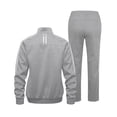thumbnail image 3 of Women's 2Pc Full Zip Tracksuit, 4 Way Stretch with Reflective Stripes & Zipper Pockets for Golf Running Gym Light Grey XL, 3 of 9