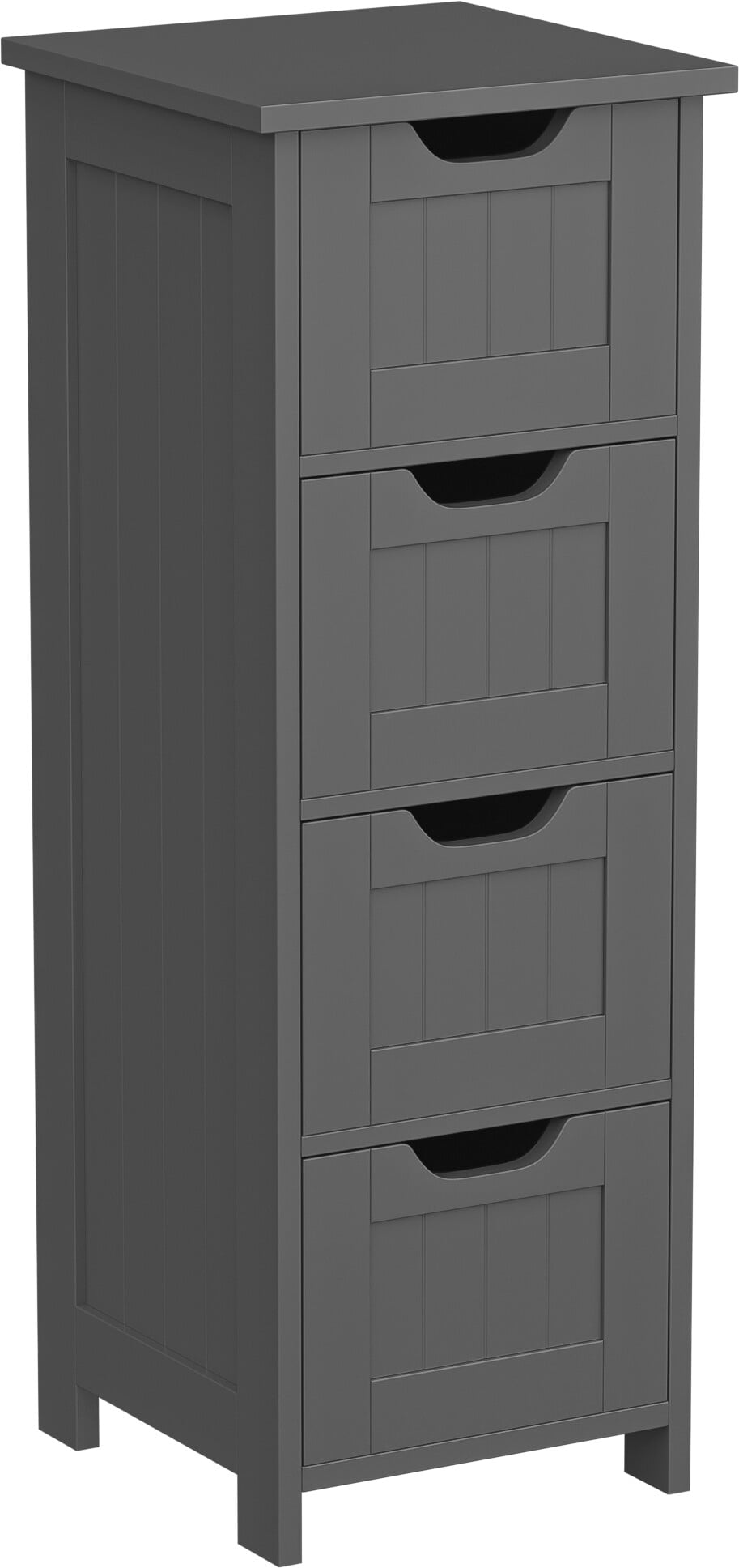 ZENSTYLE Bathroom Floor Cabinet Wood Free Standing Storage Organizer with 4 Drawers Gray