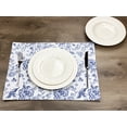 thumbnail image 4 of Set of 4 Rose Garden Placemat, blue roses, and chamomiles floral Printed placemat. 14" x 19". Washable Cotton Placemat for fall dining table, 4 of 7