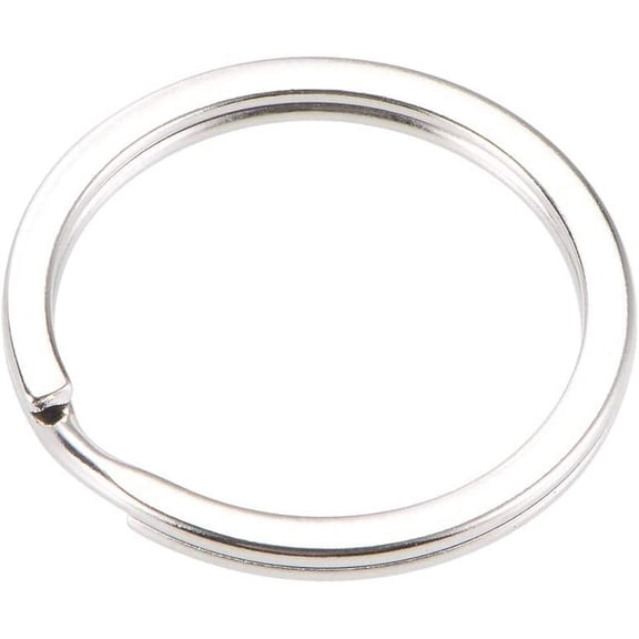 Split Key Ring 30mm Open Flat Jump Connector for Lanyard Zipper Handbag, Nickel Plated Iron, Pack of 30