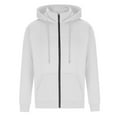 thumbnail image 6 of Mens Full Zip Hooded Jackets Loose Casual Fall Winter Warm Hoodies Fleece Mock Neck Outdoor Sports Sweatshirts Coats with Pockets Long Sleeve Sweaters Tops for Men White L, 6 of 8
