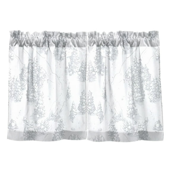 Winter Wonderland Kitchen Curtains Tier Set 27x24 Inch 2 Panels Semi Sheer Light Filtering Privacy UV Protection