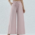 thumbnail image 2 of Diufon Wide Leg Pants for Women Ruffle Elastic High Drawstring Waist Lounge Pants Pockets Solid Color Pants, 2 of 6