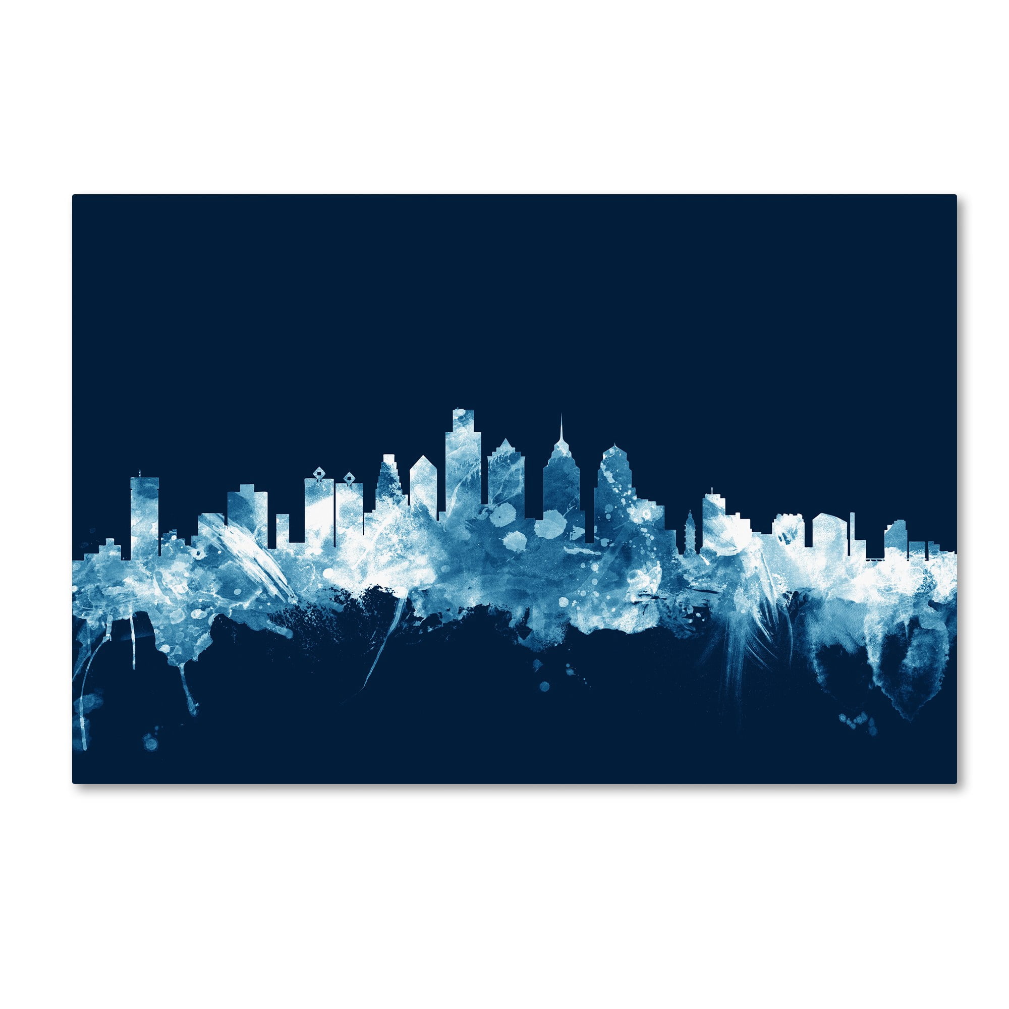 Trademark Fine Art "Philadelphia PA Skyline Navy" Canvas Art by Michael Tompsett