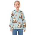 thumbnail image 3 of Kids' Hooded Pullover Sweatshirt Casual Tops Long Sleeve Print Hoodies Pocket Cute Otters in Various Poses, 3 of 9