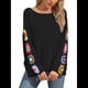 thumbnail image 3 of Suéteres de Larga de Crochet con Estampado Floral Bohemio Clásico para Mujer, Jerseys Casuales de Punto para Otoño e Invierno, Blusas Básicas. Negro M, 3 of 7