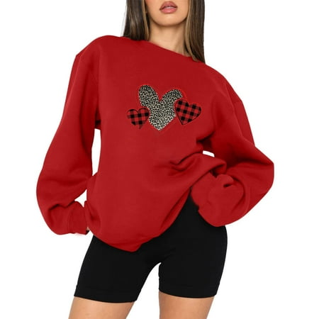 

Hvyesh Valentine s Day Outfit Matching Pullover Tops for Couples Funny Gift Idea for Her Wife Lightweight Long Sleeve Sweatshirt Red shirts for women L