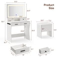 thumbnail image 3 of Cottinch Makeup Vanity Table with Lighted Mirror and Storage Stool,Power Outlet, Hooks,3 Color Ajustable White Dressing Table for Bedroom, 3 of 11