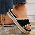 thumbnail image 5 of Rokment Women's Boho Espadrilles Platform Beach Slides Sandals 2026 Summer Casual Ethnic Retro Stitching Suede Open Toe Chunky Footbed Slip on Dress Slippers for Woman Black Size 6, 5 of 7