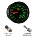 thumbnail image 3 of MaxTow | 2nd Gen 1998-2002 Dodge Ram 5.9 Cummins Black Triple Gauge Pillar Pod with Black & Green Double Vision Series 60 PSI Boost Gauge, 1500 F EGT Pyrometer & 30 PSI Fuel Pressure Gauge, 3 of 7
