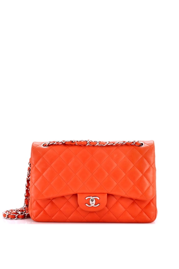 Pre-Owned Classic Double Flap Bag Quilted Lambskin Jumbo By Rebag