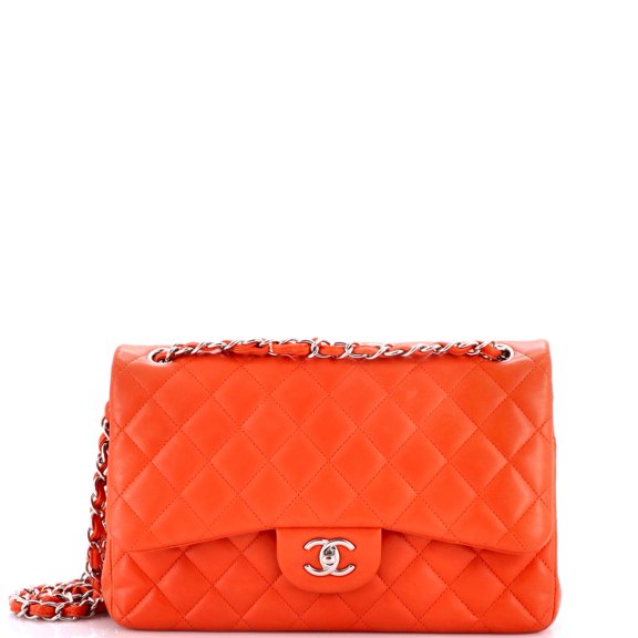 Pre-Owned Classic Double Flap Bag Quilted Lambskin Jumbo By Rebag