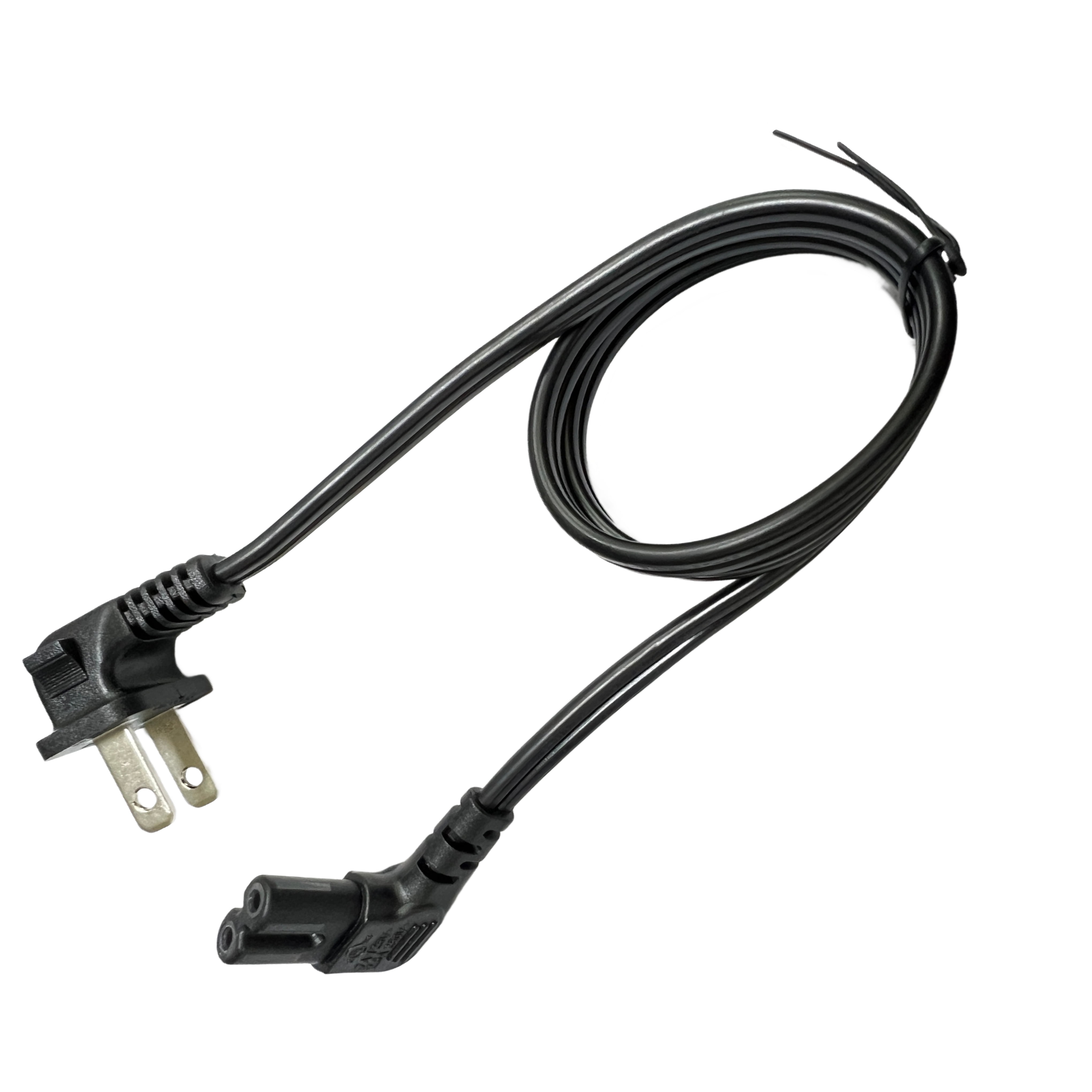 NEMA 1-15P to IEC 320 C7 Right Angle Power Cord, 90 Degree Polarized 8-Figure AC Power Cable [2FT, 18AWG] for PS5, Xbox, Monitor, TV, Projector, PC, Printer, Speaker - UL/ETL Listed, Flexible (0.6M)