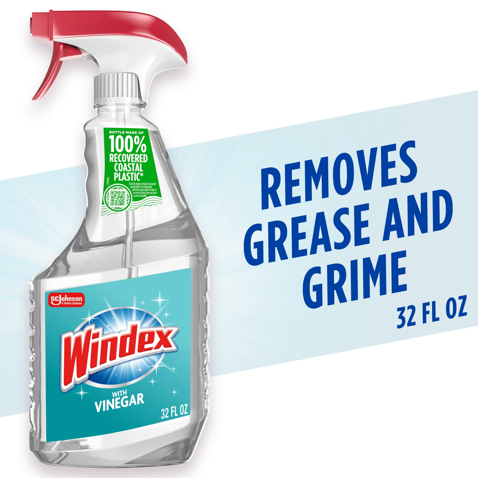 Windex with Vinegar Glass, Window, Mirror, and Glass Stove Top Cleaner, Spray Bottle, 32 fl oz