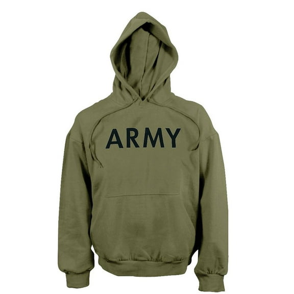 Marines Hooded Sweatshirt, Olive Drab Hoody, Large