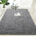 thumbnail image 3 of LOCHAS Fluffy Soft Carpet for Kids Room Anti-Skid Shaggy Area Rug Comfy Bedroom Living Room Rugs Indoor Machine Washable Carpet, 4'X6',Gray, 3 of 7