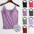 thumbnail image 4 of Brglopf Womens Modal Built-in Bra Padded Camisole Adjustable Spaghetti Strap Yoga Tanks Tops Casual Crew Neck Sleeveless Basic Cami Shirts(Pink,S), 4 of 4