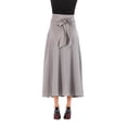 thumbnail image 4 of Pntutb Womens Clearance Solid Color High Waist Pleated A Line Long Skirt Front Slit Belted Maxi, 4 of 6