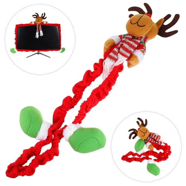 IFANLANDOR Holiday Themed Monitor Wraps Adorable Elk Display Case Red Microfiber 1Pack Back to School