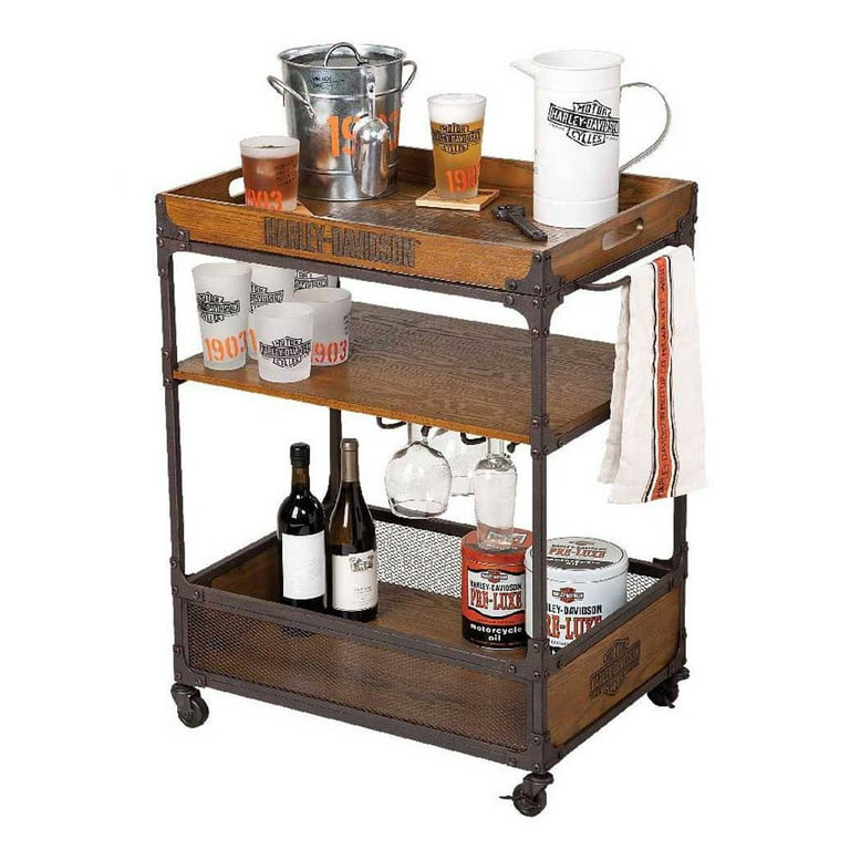 Harley-Davidson Nostalgic Bar & Shield Beverage Cart, Vintage Style  HDL-19704, Harley Davidson