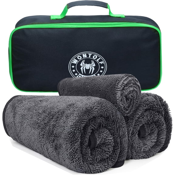 3 Pack Extra Large Microfiber Towels for Cars, Ultra Absorbent Car Drying Towel with Storage Bag, (36" x 24") Drying Towels Car Detailing, Streak Free, No Water Spots, Scratch-Free