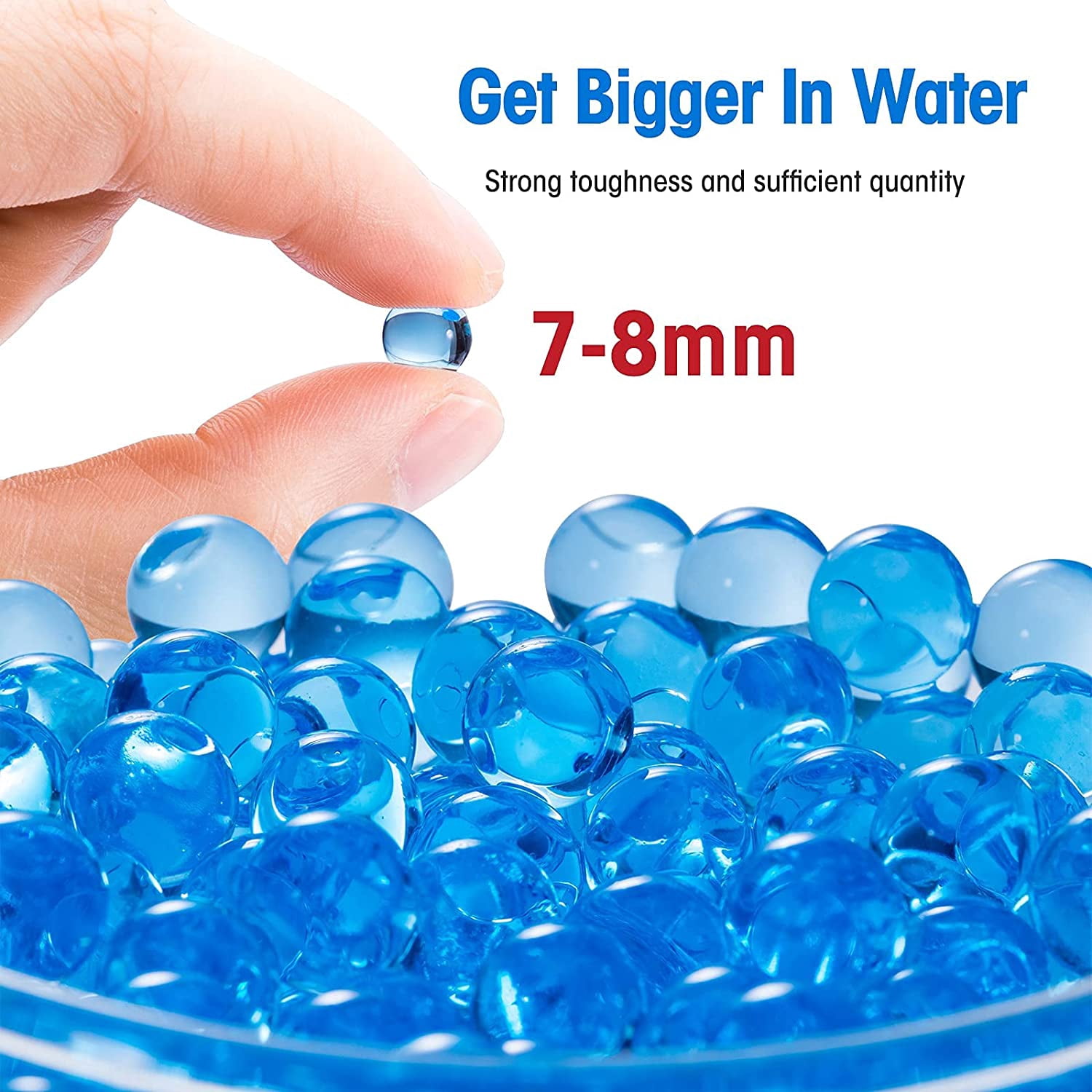 Adofi Water Balls Beads Refill Ammo (7-8 mm, 6 Pack, 10000 Pieces Per Pack),Gel Splater Ball Blaster Bullets Made of Non-Toxic Eco Friendly Water Ball Compatible with Gel Ball Blaster Toy