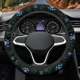thumbnail image 3 of Yuyamidu Blue Dog Paw Auto Steering Wheel Cover Easy to Install Steering Wheel Wrap Anti-Slip Vehicle Interior Accessories for Car Sedan Flannel Steering Wheel Protector, 3 of 7