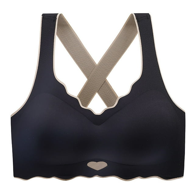 Yammkia Sport Soutiens-gorge pour Femmes, Brassière de Sport Butterluxe pour Femmes à Bretelles Spaghetti Ajustables, Encolure Dégagée, Sans Armatures, Rembourrée, Haut Court de Yoga et d'Entraînement (Noir, TG)