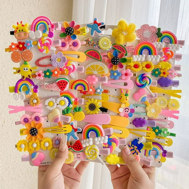 70 Pcs Pinces à Cheveux pour Bébés Filles, Accessoires pour Cheveux Colorés et Mignons / Multicolore