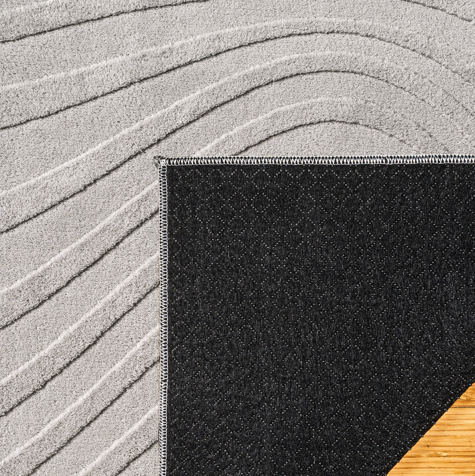 Vida Lomira Shag Striped Gray Area Rug, 5x8