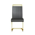 thumbnail image 5 of Set of 2 Dining Chairs, Modern Chair with PU Faux Leather Upholstered, High Backrest, C-shaped Metal Leg Supports, Office Chair for Dining Room, Club, Patio, Grey/Gold, 5 of 9