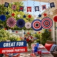 thumbnail image 7 of 4th of July Patriotic Decorations Set - I LOVE USA Banner,Paper Fans,Pom Poms,and Swirls for Memorial Day,20 Pcs, 7 of 7