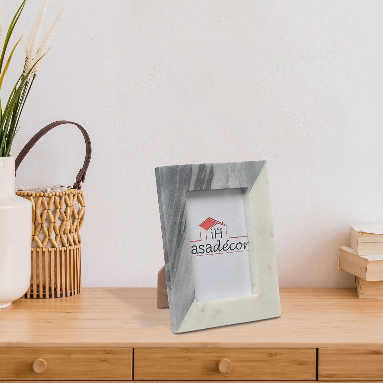 4X6 Marble White & Grey Picture Frame