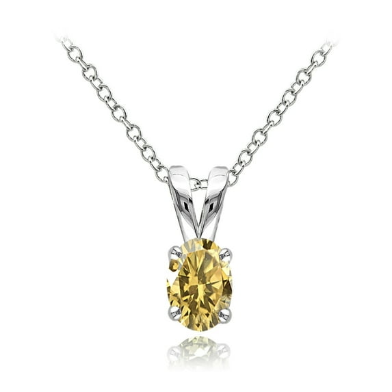 Sterling Silver Citrine 6x4mm Oval Solitaire Necklace