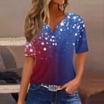 thumbnail image 2 of 250 Anniversary Usa Shirt Women Stars Striped American Flag Print Button Down V Neck Independence Day Patriotic Tee Tops, 2 of 4