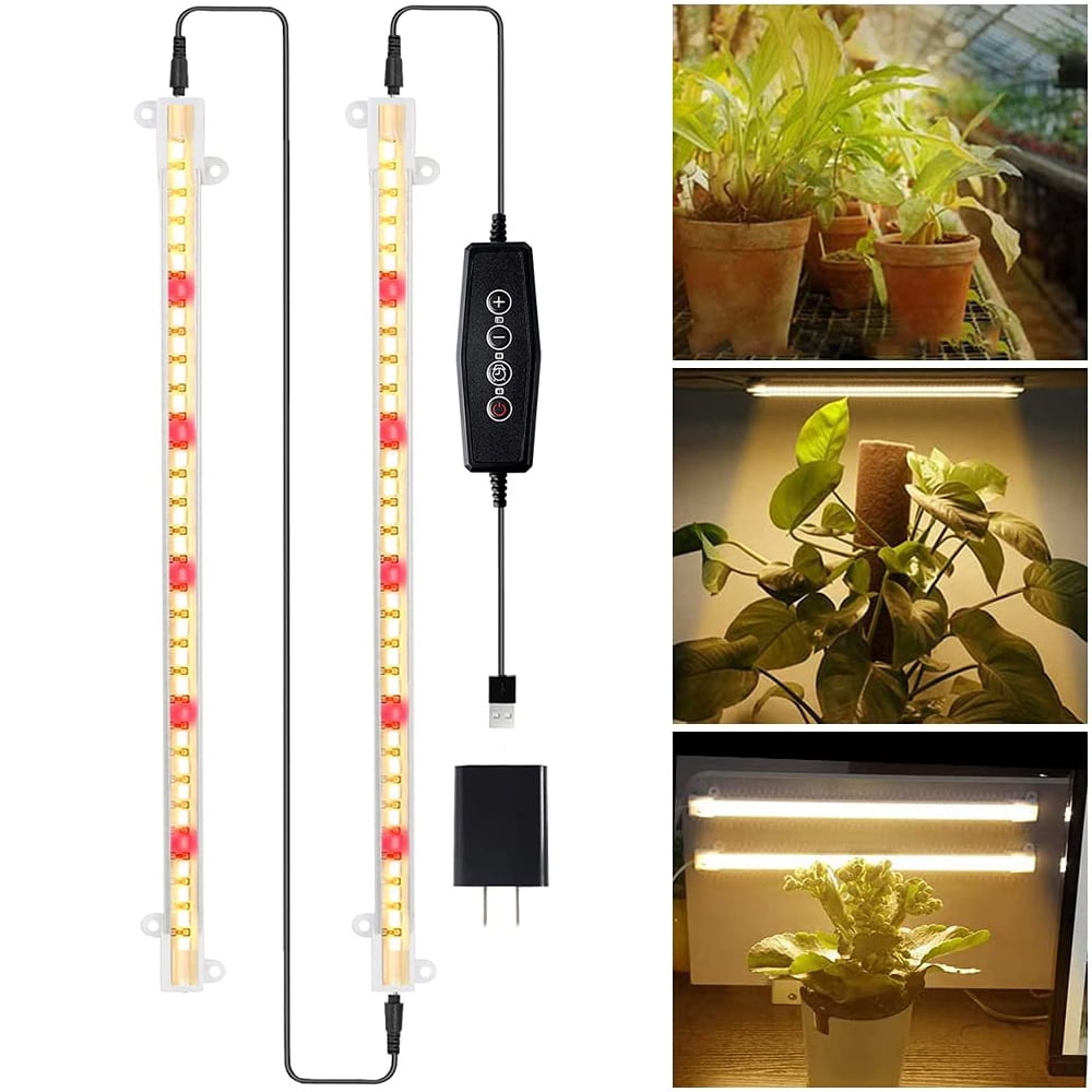 Rosnek LED Grow Light Strips 3500K Full Spectrum Dimmable Plant Growing Lamp Bars with Timer for Indoor Plants Greenhouse -