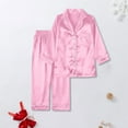 thumbnail image 5 of Generic Matching Family Outfits Dad's Christms Pajamas for Family Silk Satin Jammies 2024 Button Down Sleepwear Long Sleeve Comfy Loungewear Matching Sets for Couples and Kids(11-12 Years,c-Pink), 5 of 8